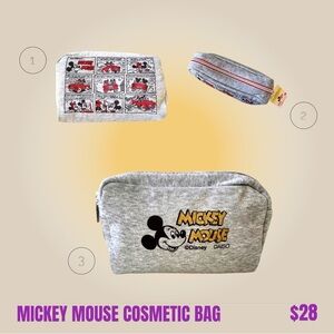 MICKEY & MINNIE MOUSE DISNEY KNIT COSMETIC BAG CARTOON DESIGN ONE SIDE Z…